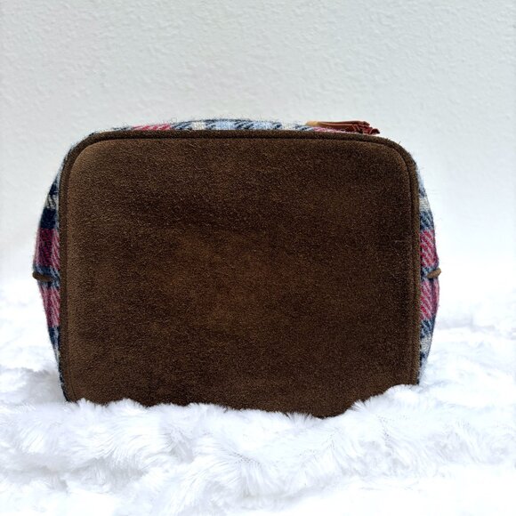 Vintage Coach Holiday Plaid Drawstring Bucket & Wristlet Set - 100% Wool in EUC - Picture 6 of 16